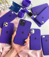 iPhone Silicone Case Dark Purple – Matte Finish Protective Back Cover for iPhone 15 Plus